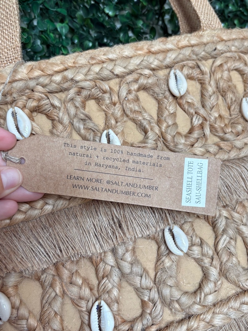 Salt + Umber Natural Woven Shell Tote Bag - Neutral Straw - Picture 3 of 6